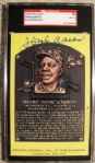 HANK AARON SIGNED HOF POST CARD - SGC SLABBED & AUTHENTICATED