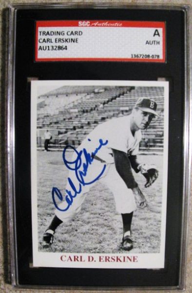 CARL ERSKINE SIGNED BASEBALL CARD - SGC SLABBED & AUTHENTICATED