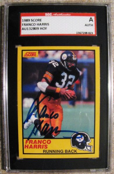 FRANCO HARRIS SIGNED FOOTBALL CARD - SGC SLABBED & AUTHENTICATED