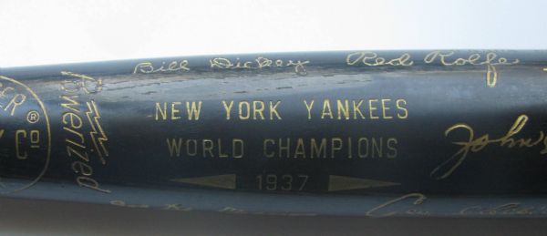 1937 NEW YORK YANKEES WORLD CHAMPIONS BLACK BAT