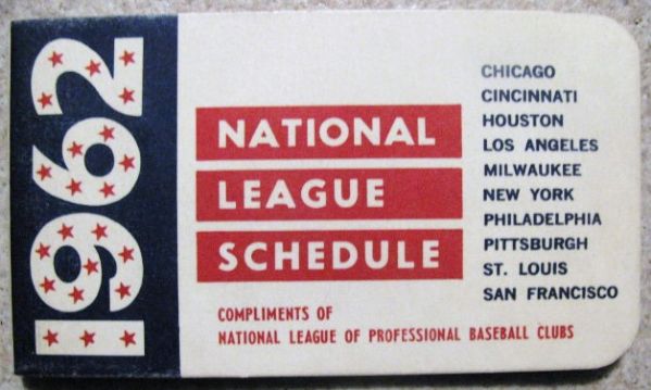 1962 NATIONAL LEAGUE OFFICIAL SCHEDULE BOOKLET - METS 1st YEAR