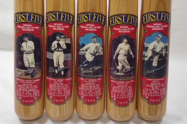 COOPERSTOWN FIRST 5 HOF INDUCTION BAT SET WITH BAT RACK