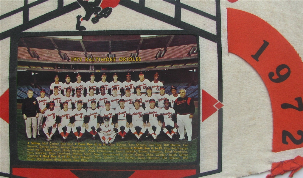 1972 BALTIMORE ORIOLES TEAM PHOTO PENNANT