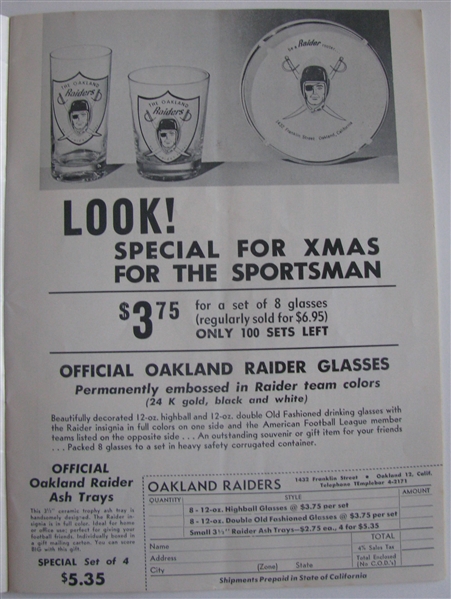 1960 OAKLAND RAIDERS VS N.Y. TITANS PROGRAM - 1st YEAR AFL