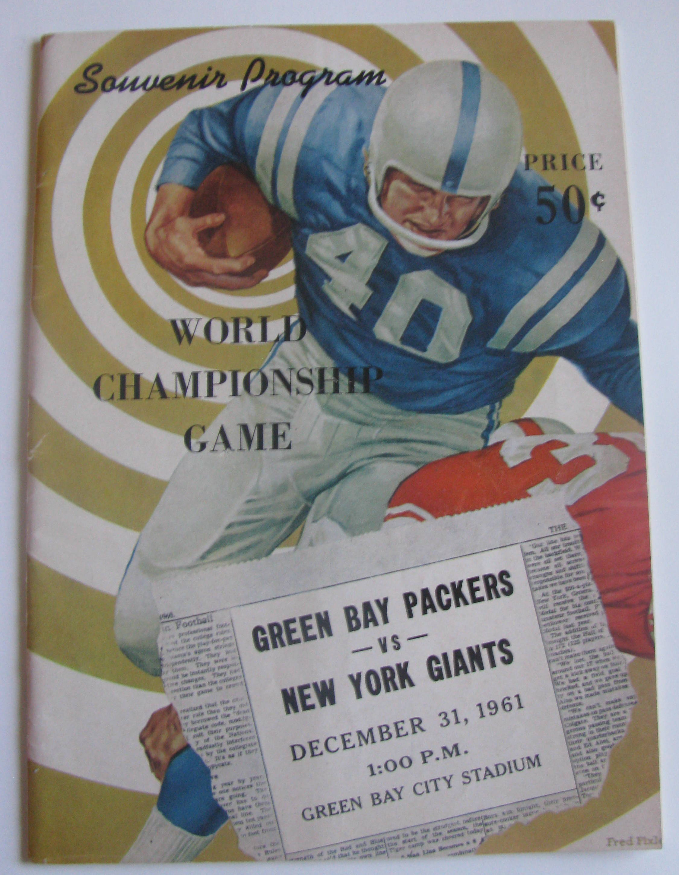 Lot Detail - 1961 NFL CHAMPIONSHIP GAME PROGRAM - GREEN BAY PACKERS VS N.Y.  GIANTS