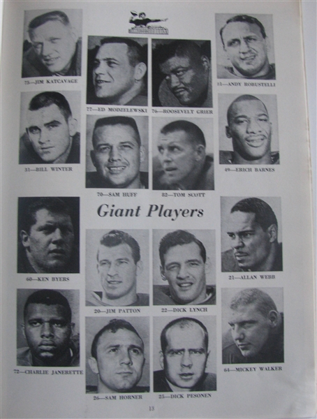 1962 NFL CHAMPIONSHIP GAME PROGRAM - GREEN BAY PACKERS VS N.Y. GIANTS