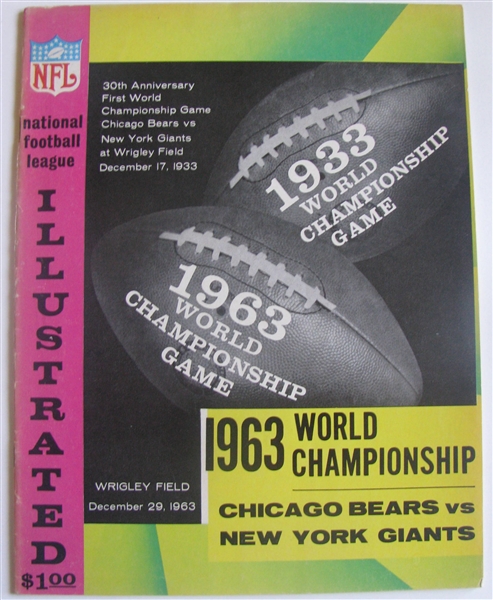 1963 NFL CHAMPIONSHIP GAME PROGRAM - CHICAGO BEARS VS N.Y. GIANTS