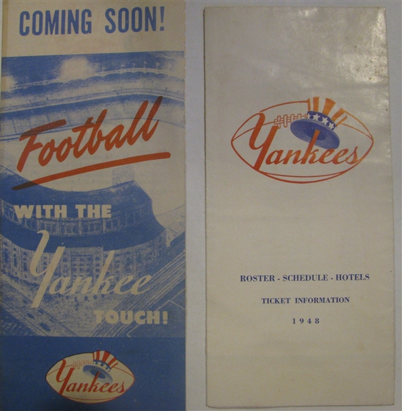 1946 & 1948 NEW YORK YANKEES FOOTBALL ROSTER & SCHEDULE BOOKLETS