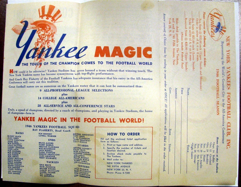 1946 & 1948 NEW YORK YANKEES FOOTBALL ROSTER & SCHEDULE BOOKLETS