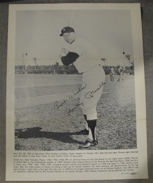 MICKEY MANTLE PHOTOS - 2 - w/FACSIMILE AUTOGRAPHS