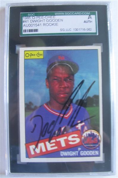 1985 DWIGHT GOODEN SIGNED O-PEE-CHEE ROOKIE CARD -SGC SLABBED