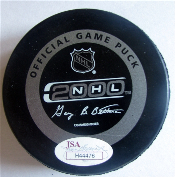 THEO FLUERY SIGNED NEW YORK RANGERS PUCK w/JSA COA