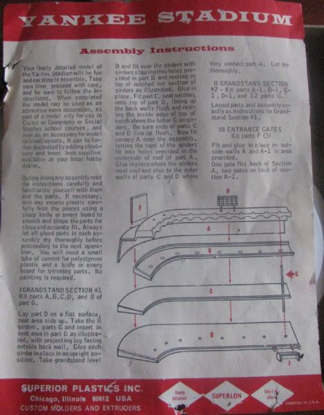 1964 YANKEE STADIUM MODEL KIT w/BOX