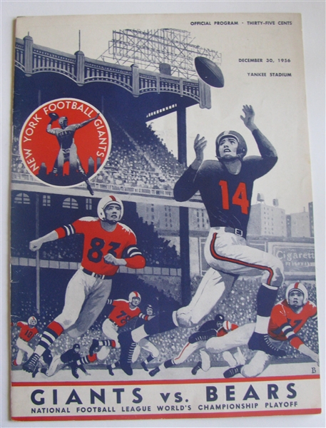 1956 NFL CHAMPIONSHIP GAME PROGRAM - CHICAGO BEARS VS N.Y. GIANTS