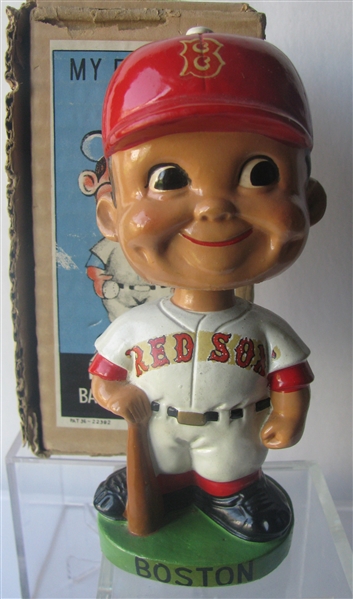 60's BOSTON RED SOX GREEN BASE BOBBING HEAD w/BOX