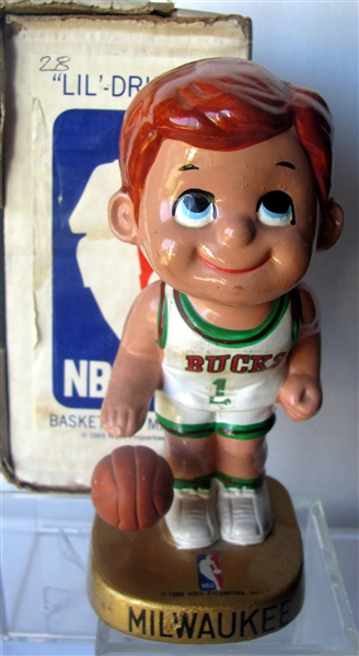 60's MILWAUKEE BUCKS LIL DRIBBLER  w/BOX- WHITE FACE VERSION