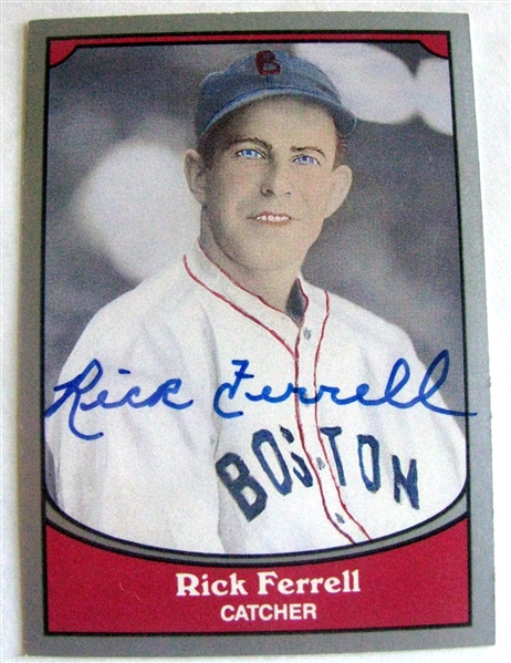 RICK FERRELL BOSTON RED SOX SIGNED CARD w/JSA