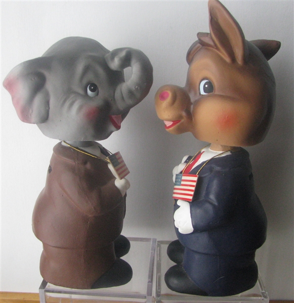 60's REPUBLICAN AND DEMOCRAT MASCOT BOBBING HEADS/ BANKS