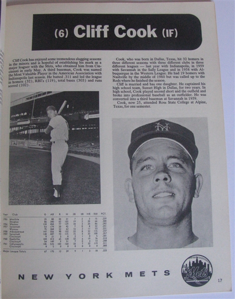 1962 NEW YORK METS YEARBOOK - REVISED EDITION - 1st YEAR OF METS