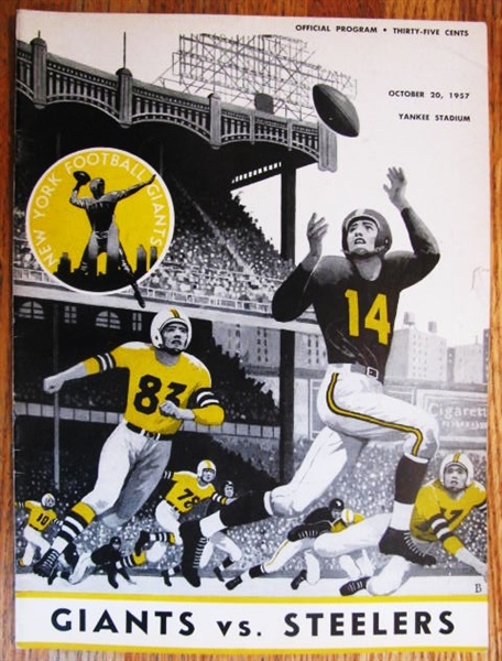 1957 NY GIANTS VS PITTSBURGH STEELERS FOOTBALL PROGRAM - YANKEE STADIUM