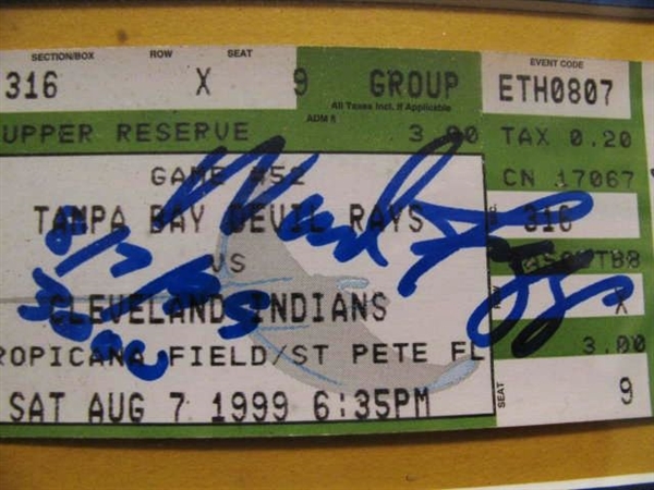 WADE BOGGS 2x SIGNED 3000 HIT LE PHOTO & TICKET w/JSA COA