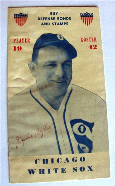 1942 CHICAGO WHITE SOX ROSTER BOOKLET w/JIMMIE DYKES COVER