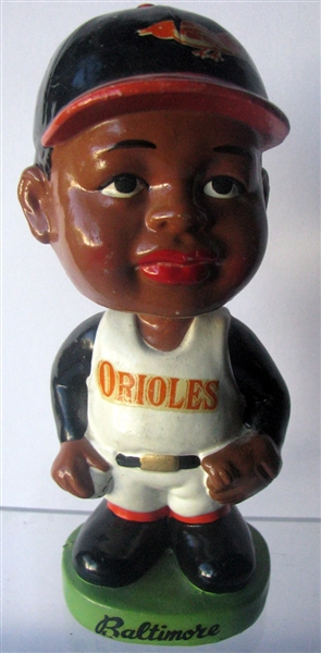 60's BALTIMORE ORIOLES BLACK FACE BOBBING HEAD - SERIOUS FACE VERSION