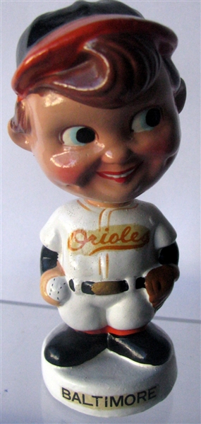 60's BALTIMORE ORIOLES mini BOBBING HEAD - RARE BOY FACE VERSION