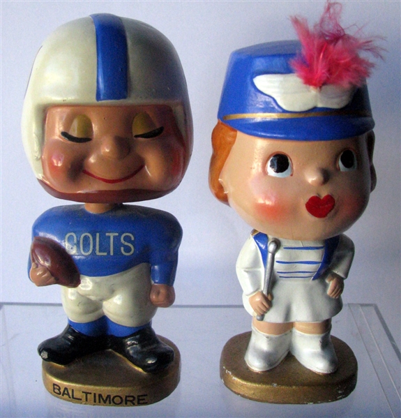 60's BALTIMORE COLTS KISSING PAIR BOBBING HEADS