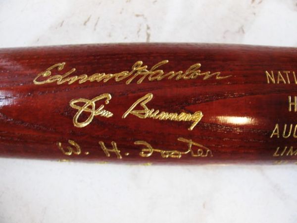 1996  BASEBALL HOF BAT w/ BUNNING - WEAVER - HANLON  &  FOSTER