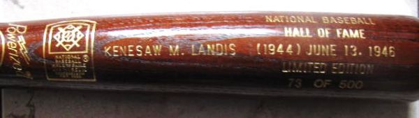 1944 BASEBALL HOF BAT w/ KENESHAW M. LANDIS