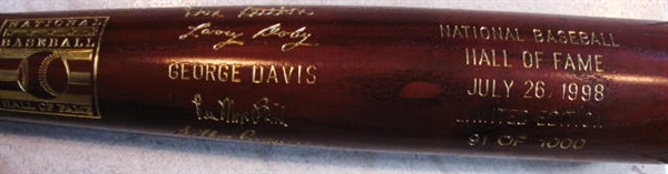 1998 BASEBALL HOF BAT w/ SUTTON - MACPHAIL - DOBY - ROGAN & DAVIS