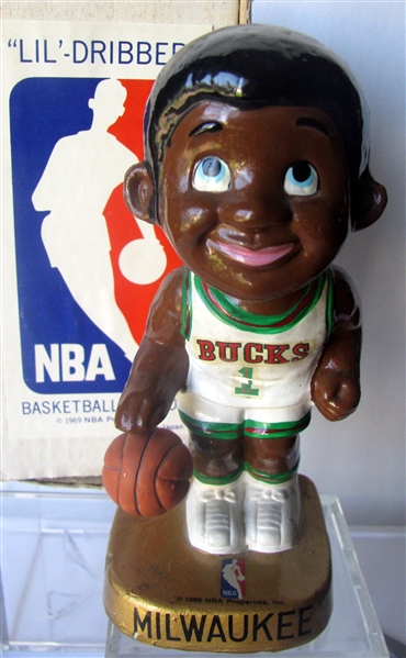 60's MILWAUKEE BUCKS LIL DRIBBLER w/BOX - BLACK FACE VERSION