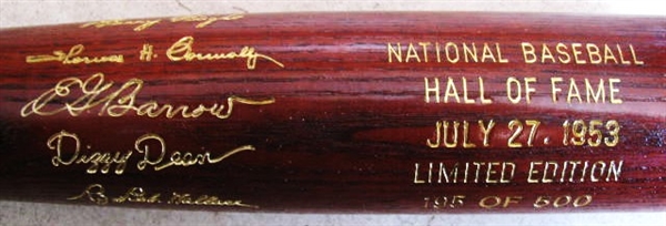 1953 BASEBALL HOF BAT w/ BENDER - WALLACE - BARROW - WRIGHT - CONNOLLY & KLEMBEING