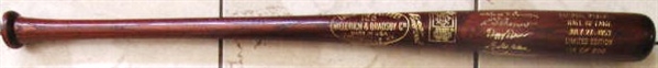 1953 BASEBALL HOF BAT w/ BENDER - WALLACE - BARROW - WRIGHT - CONNOLLY & KLEMBEING