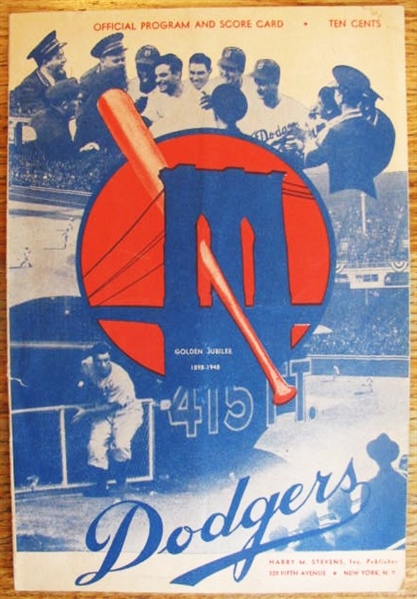 1948 BROOKLYN DODGERS PROGRAM vs GIANTS