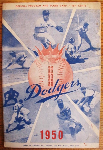 1950 BROOKLYN DODGERS PROGRAM vs NY GIANTS