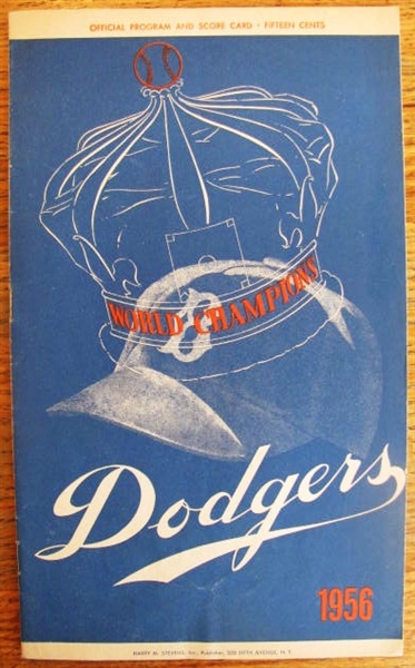 1956 BROOKLYN DODGERS PROGRAM vs CUBS