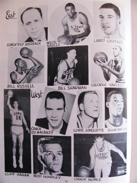 RARE 1960 10TH ANNUAL EAST - WEST ALL-STAR BASKETBALL GAME w/ WILT CHAMBERLAIN ROOKIE