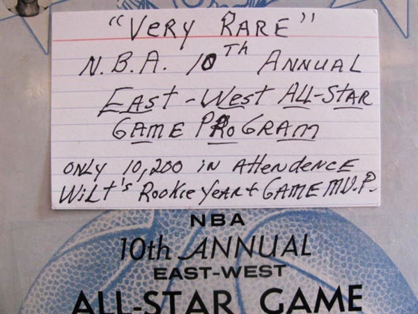 RARE 1960 10TH ANNUAL EAST - WEST ALL-STAR BASKETBALL GAME w/ WILT CHAMBERLAIN ROOKIE