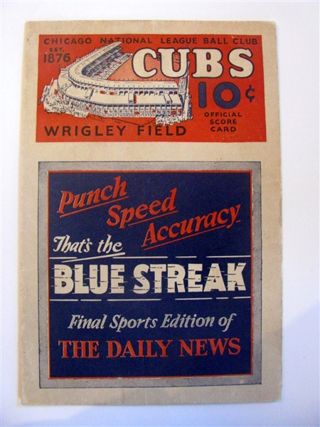1928 CHICAGO CUBS VS CHICAGO WHITE SOX CROSSTOWN CLASSIC PROGRAM w/WORLD SERIES REFERENCE
