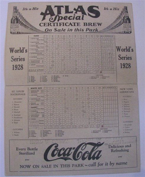 1928 CHICAGO CUBS VS CHICAGO WHITE SOX CROSSTOWN CLASSIC PROGRAM w/WORLD SERIES REFERENCE