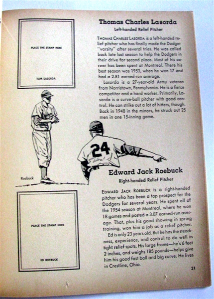 1955 BROOKLYN DODGERS STAMP BOOK