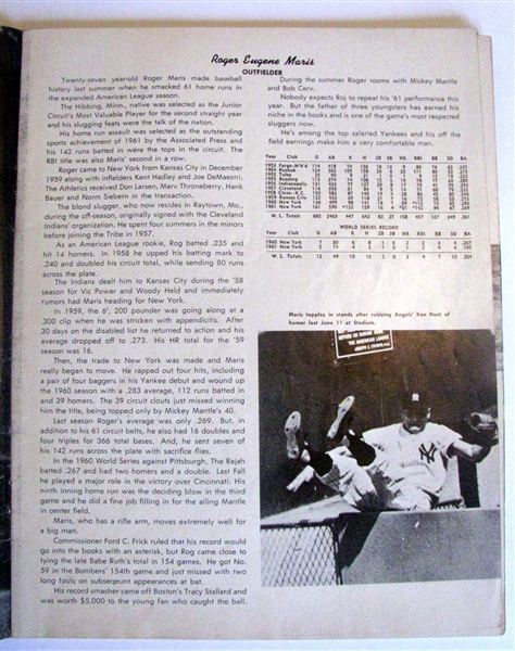 1962 NEW YORK YANKEES YEARBOOK - JAY ISSUE