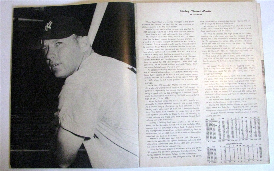 1962 NEW YORK YANKEES YEARBOOK - JAY ISSUE