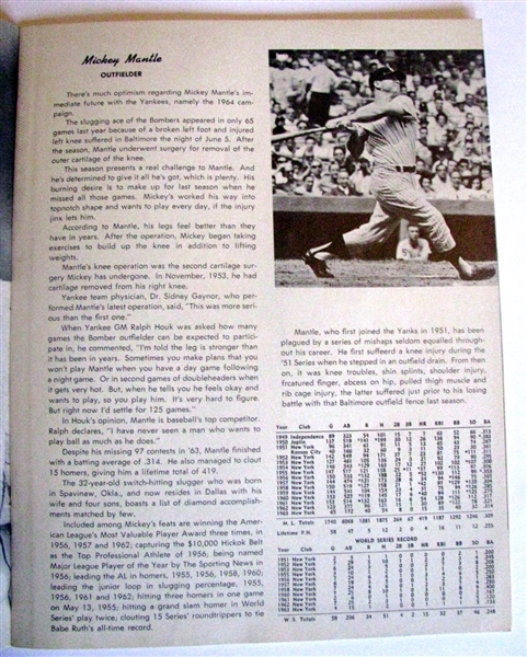 1964 NEW YORK YANKEES YEARBOOK - JAY SSUE