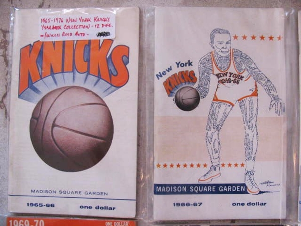 1965-76 NY KNICKS YEARBOOK RUN OF 12 w/ WILLIS REED AUTOGRAPH