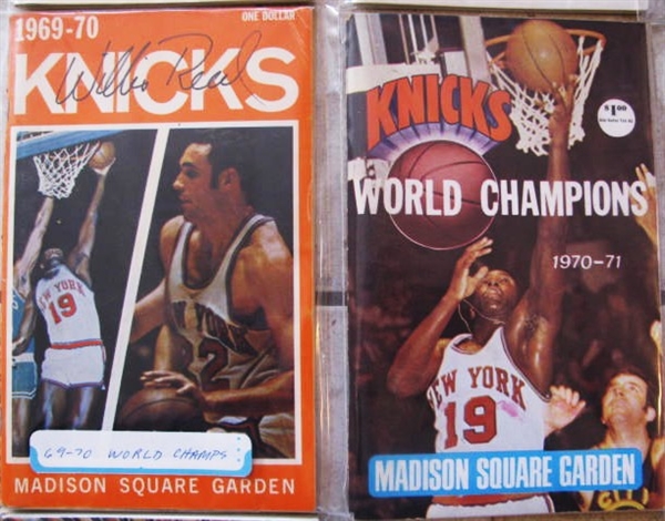 1965-76 NY KNICKS YEARBOOK RUN OF 12 w/ WILLIS REED AUTOGRAPH