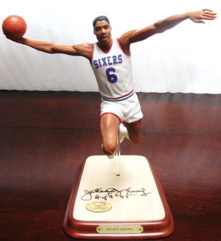 DR. J JULIUS ERVING HOF 93 SIGNED DANBURY MINT BASKETBALL STATUE w/SGC COA