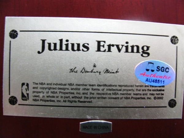 DR. J JULIUS ERVING HOF 93 SIGNED DANBURY MINT BASKETBALL STATUE w/SGC COA